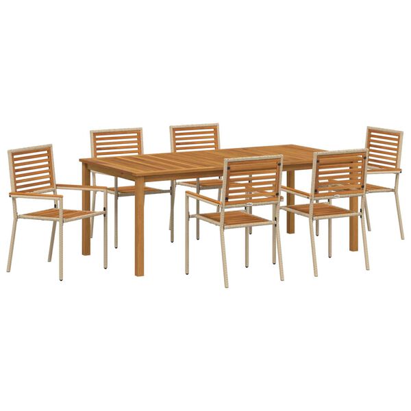 vidaXL Trädgårdsmöbelset 7 pcs Beige Poly rattan