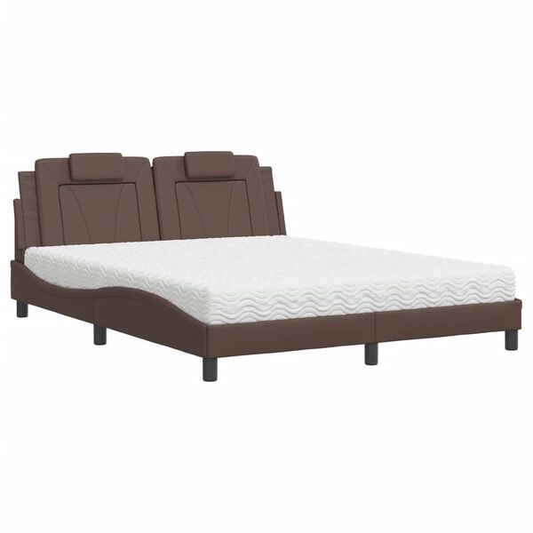 vidaXL Bed "Viana" with Mattress Brown 160x200 cm Faux Leather