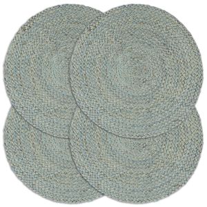 vidaXL Bordstabletter 4 st olivgr&ouml;n 38 cm rund jute