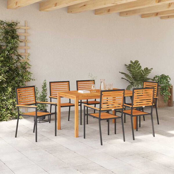 vidaXL Trädgårdsmöbelset 7 pcs Svart Poly rattan