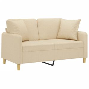 vidaXL 2-sits soffa med prydnadskuddar gräddvit 120 cm tyg