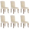 vidaXL Matstolar 6 st beige linnedesign tyg