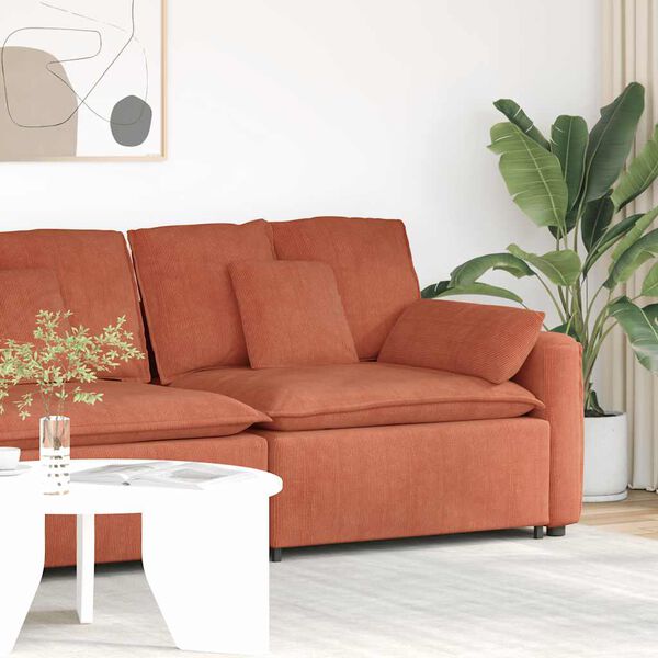 vidaXL Modulär soffa armstödsändmodul med dynor röd orange 100 cm