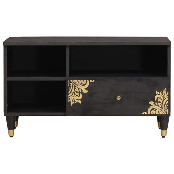 vidaXL TV-skåp med låda Svart 80 x 33 x 46 cm Massivt mangoträ