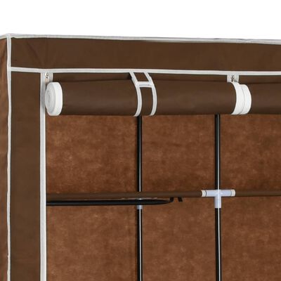 vidaXL Garderob med fack och stänger brun 150x45x175 cm tyg