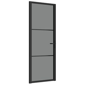 vidaXL Innerd&ouml;rr 76x201,5 cm svart ESG-glas och aluminium