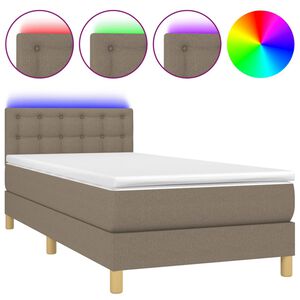 vidaXL Rams&auml;ng med madrass & LED taupe 80x200 cm tyg