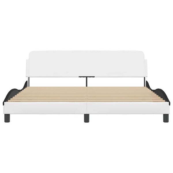 vidaXL Bed Frame "Dover" White&Black 180x200 cm Faux Leather