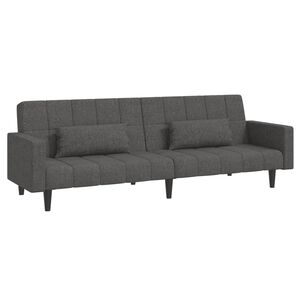 vidaXL B&auml;ddsoffa 2-sits med tv&aring; kuddar m&ouml;rkgr&aring; tyg