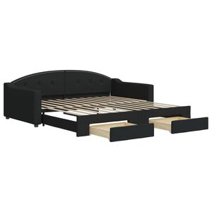 vidaXL Dagb&auml;dd utdragbar med l&aring;dor svart 100x200 cm tyg