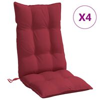 vidaXL Stolsdynor för stolar med hög rygg 4 st vinröd oxfordtyg
