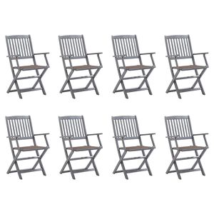 vidaXL Hopfällbara trädgårdsstolar 8 st med dynor massivt akaciaträ