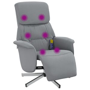 vidaXL Massagef&aring;t&ouml;lj med fotst&ouml;d ljusgr&aring; tyg
