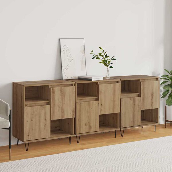 vidaXL Sideboard 3 pcs Artisan Ek 60 x 35 x 70 cm