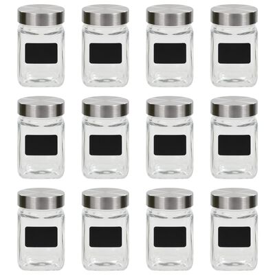vidaXL Förvaringsburkar i glas med etiketter 12 st 300 ml