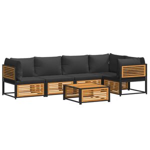 vidaXL Loungegrupp f&ouml;r tr&auml;dg&aring;rden med dynor 6 delar massivt akaciatr&auml;