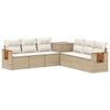 vidaXL Soffset 7 st Beige och kr&auml;mvit Poly Rattan och st&aring;l