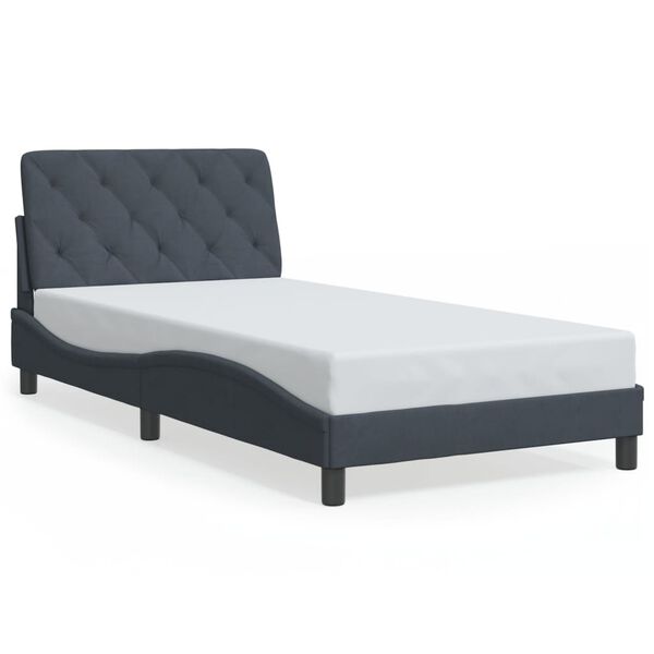 vidaXL Bed Frame with LED without Mattress Dark Grey 100x200 cm Velvet
