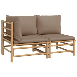 vidaXL Loungegrupp f&ouml;r tr&auml;dg&aring;rden 2 delar taupe dynor bambu