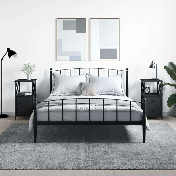 vidaXL S&auml;ngbord 2 st svart 34x35,5x70 cm konstruerat tr&auml;