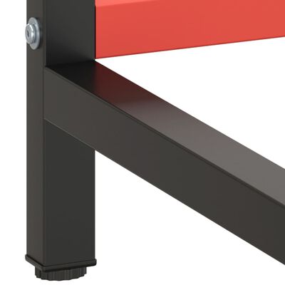 vidaXL Ram för arbetsbänk svart och matt röd 220x57x79 cm metall