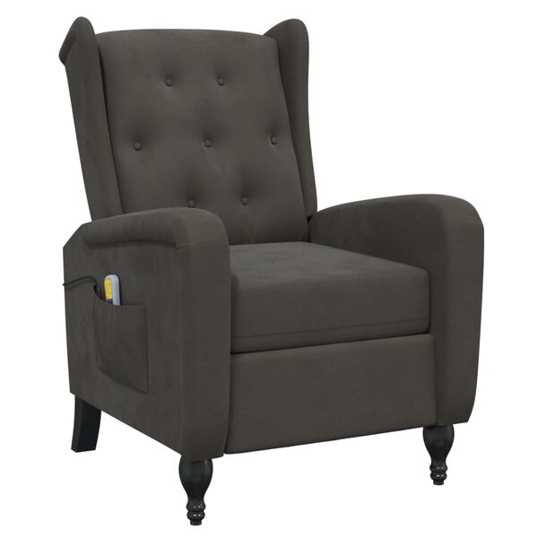 vidaXL Massagef&aring;t&ouml;lj m&ouml;rkgr&aring; sammet