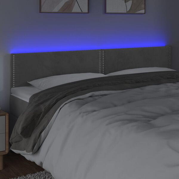 vidaXL S&auml;nggavel LED ljusgr&aring; 180x5x78/88 cm sammet