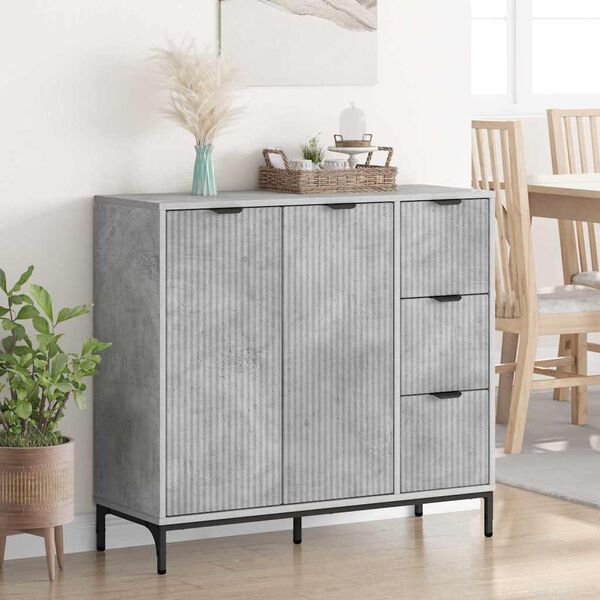 vidaXL Sideboard med låda Betonggrå 89,5 x 33 x 82 cm Konstruerat trä