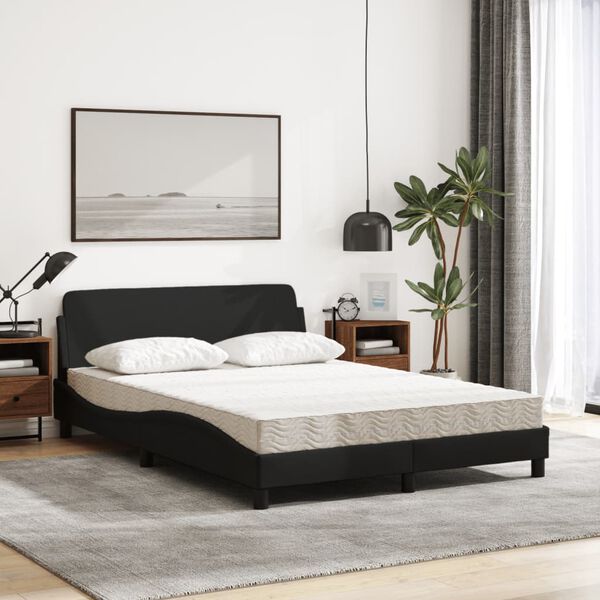 vidaXL Bed with Mattress "Dover" Black 120x200 cm Fabric
