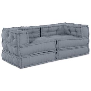 vidaXL Modulsofa enhet 2 st Tyg Gr&aring; 140 x 70 x 56 cm