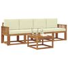 vidaXL Utomhussoffset med kudde 5 pcs Naturlig och Gr&auml;dde