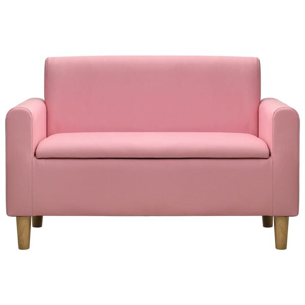 vidaXL Barnsoffa 2-sits rosa konstl&auml;der