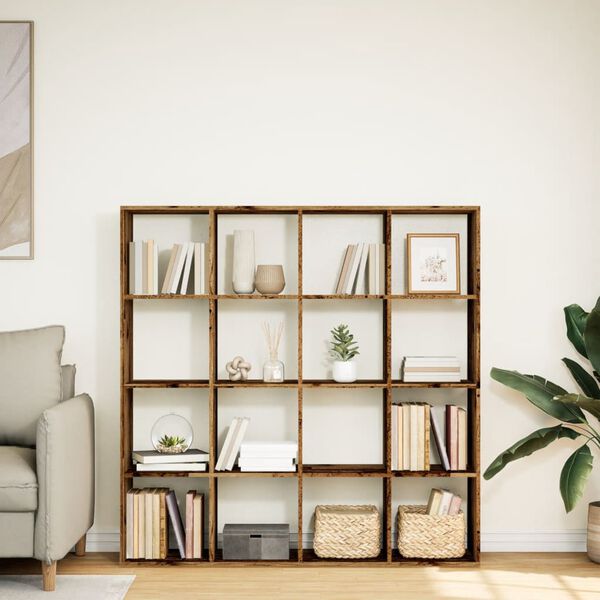 vidaXL Bokhylla gammalt tr&auml; 137,5x29x137,5 cm konstruerat tr&auml;