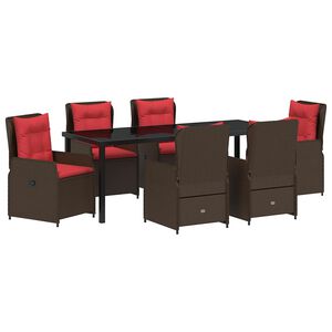 vidaXL Tr&auml;dg&aring;rdsm&ouml;belset 7 st Brun Poly rattan