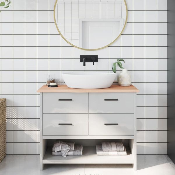 vidaXL B&auml;nkskiva f&ouml;r badrum 100x30x2 cm obehandlat massivt tr&auml;