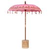 vidaXL Balinesiskt paraply med bas Rosa 185 x 185 x 260 cm Bomull