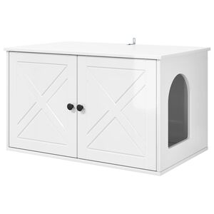 vidaXL Katt hus Glansig Vit 85 x 55 x 50,5 cm Konstruerat tr&auml;