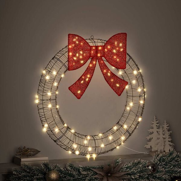 vidaXL Krans med 80 LED-lampor Varmvit 91 x 91 x 9 cm Rotting