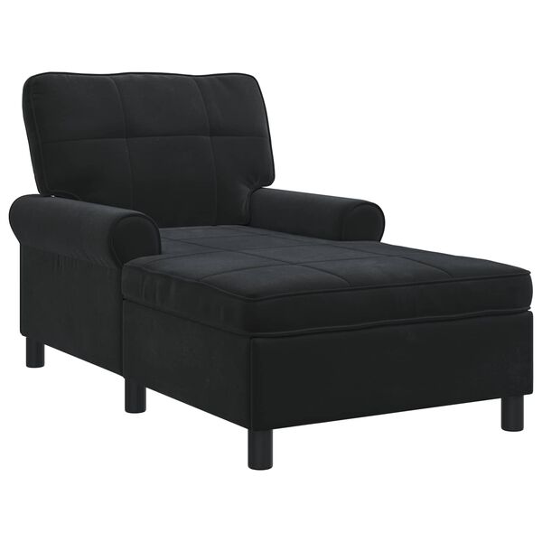 vidaXL Chaise Lounge med kudde Svart 91 x 157 x 91 cm Sammet