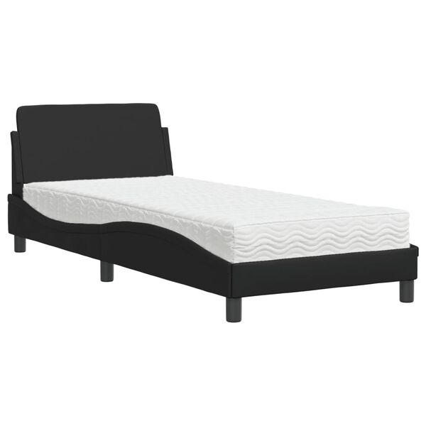 vidaXL Bed with Mattress "Dover" Black 90x200 cm Faux Leather