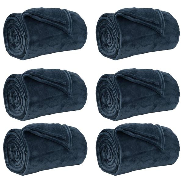 vidaXL Filtar 6 pcs M&ouml;rkbl&aring; 130 x 150 cm Fleece