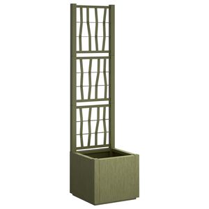 vidaXL Tr&auml;dg&aring;rdsplanterare med trellis Gr&ouml;n 36 x 36 x 140 cm PP