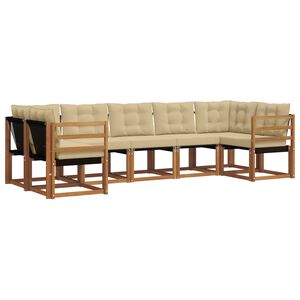 vidaXL Utomhussoffset med kudde 7 pcs Naturlig och Beige