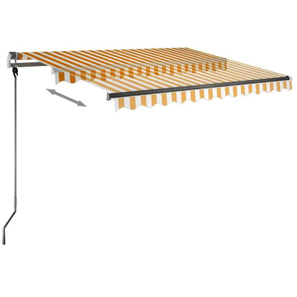 vidaXL Markis manuellt inf&auml;llbar med LED 350x250 cm gul och vit
