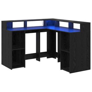 vidaXL Skrivbord Svart Ek Konstruerat tr&auml; 130 x 130 x 91 cm