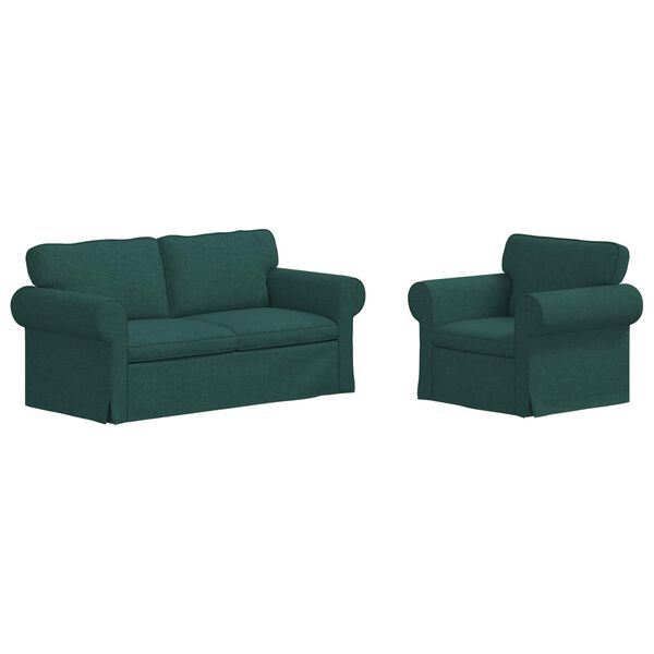 vidaXL Soffa 2 pcs M&ouml;rkgr&ouml;n 175 x 82 x 80 cm tyg