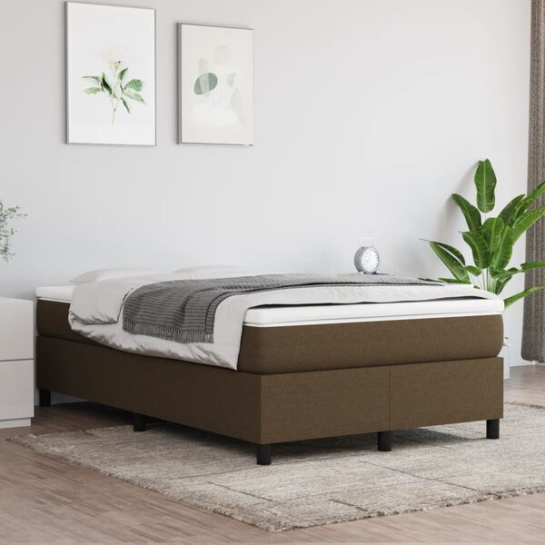 vidaXL Boxspring-s&auml;ngram m&ouml;rkbrun 120x200 cm tyg