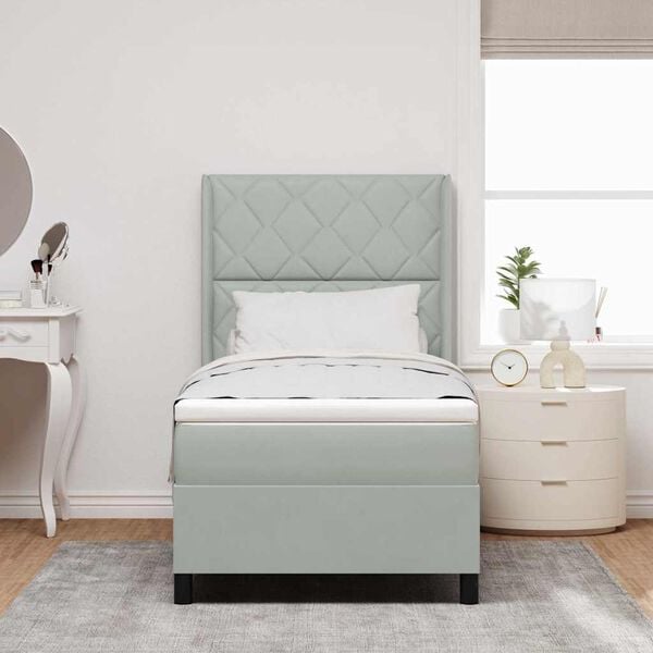 vidaXL B&auml;ddfj&auml;der med madrass Ljusgr&aring; 90 x 190 cm Sammet