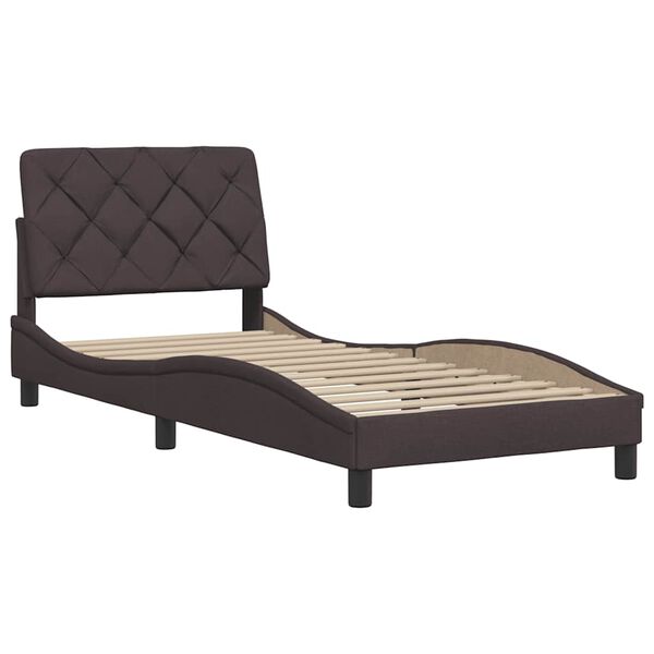 vidaXL Bed Frame without Mattress Dark Brown 90x190 cm Fabric
