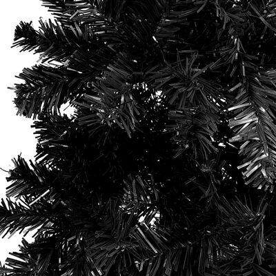 vidaXL Plastgran smal med LED och julgranskulor svart 180 cm